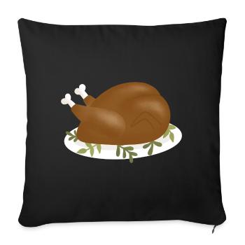 Illustration de dinde rôtie croustillante - Housse de coussin décorative 45 x 45 cm - noir - Devant