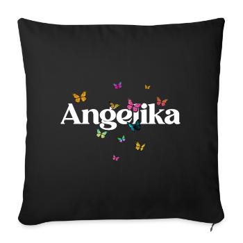 Beau prénom de fille avec des papillons ANGELIKA - Housse de coussin décorative 45 x 45 cm - noir - Devant