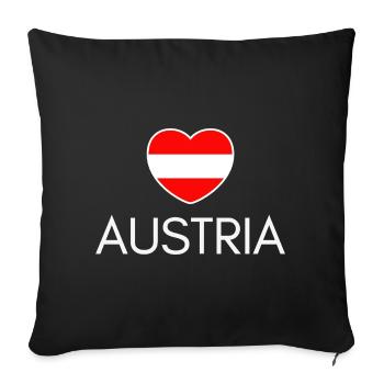 Heart with Austrian flag, I love Austria - Sofa pillowcase 17,3'' x 17,3'' (45 x 45 cm) - black - Front
