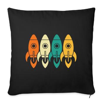 fusées vintage exploration spatiale ingénieur cadeau - Housse de coussin décorative 45 x 45 cm - noir - Devant