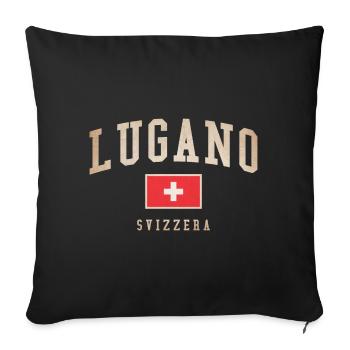 Lugano Swiss Flag Emblem - Sofa pillowcase 17,3'' x 17,3'' (45 x 45 cm) - black - Front
