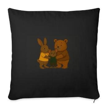 Hase_Maus_Baer_2 - Sofa pillowcase 17,3'' x 17,3'' (45 x 45 cm) - black - Front