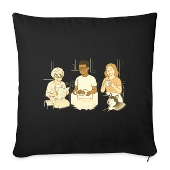 Vie de famille au quotidien - Housse de coussin décorative 45 x 45 cm - noir - Devant