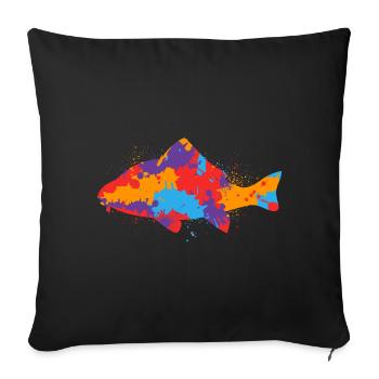 Bunter Karpfen Angeln Karpfenangler Fischen Angler - Sofakissenbezug 45 x 45 cm - Schwarz - Vorne