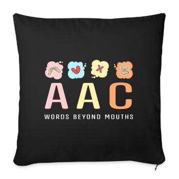 SLP Sign Language AAC Communication - Sofa pillowcase 17,3'' x 17,3'' (45 x 45 cm) - black - Front