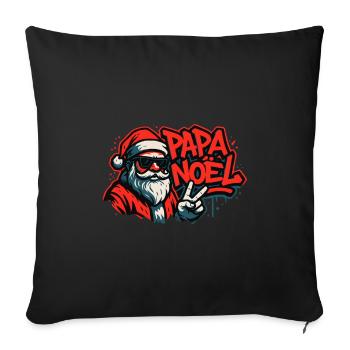 Père Noël Street Art Paix - Housse de coussin décorative 45 x 45 cm - noir - Devant
