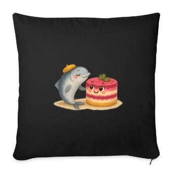 Hering trifft auf Schuba - Sofakissenbezug 45 x 45 cm - Schwarz - Vorne