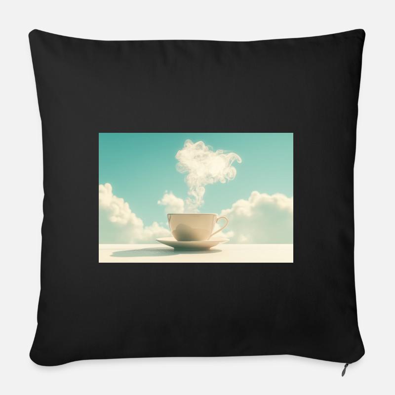 Tasse de café dans le ciel nuageux - Housse de coussin décorative 45 x 45 cm - noir