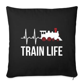 Vie de train Rythme de cœur Locomotive Railfan - Housse de coussin décorative 45 x 45 cm - noir - Devant