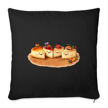 Cheese Cake Pieces with Fruits - Sofa pillowcase 17,3'' x 17,3'' (45 x 45 cm) - black - Front