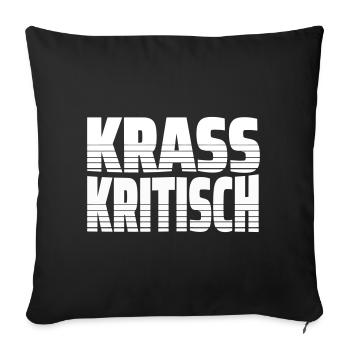 Krass Kritisch - Krasser Linientext mit Streifen - Sofakissenbezug 45 x 45 cm - Schwarz - Vorne