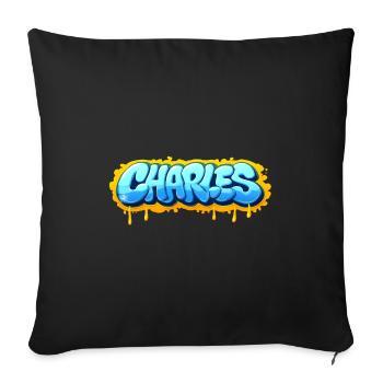 Graffiti  CHARLES Prénom cadeau idéal imprimable s - Housse de coussin décorative 45 x 45 cm - noir - Devant