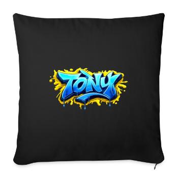 GRAFFITI NAME TONY  FOR  PERFECT GIFT PRINTABLE  - Housse de coussin décorative 45 x 45 cm - noir - Devant