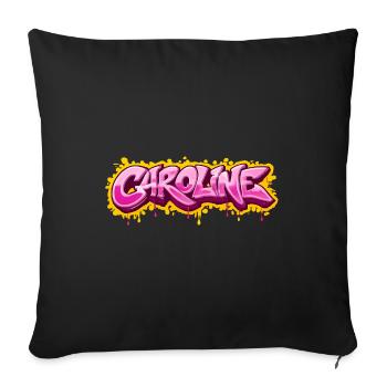 CAROLINE GRAFFITI NAME FOR PERFECT GIFT PRINTABLE - Sofa pillowcase 17,3'' x 17,3'' (45 x 45 cm) - black - Front