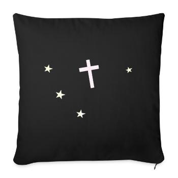 Cross and stars: nocturnal faith - Sofa pillowcase 17,3'' x 17,3'' (45 x 45 cm) - black - Front