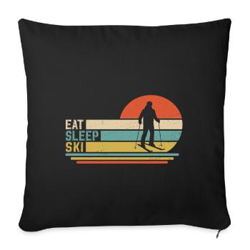 Mange, dors, skie - Housse de coussin décorative 45 x 45 cm - noir - Devant