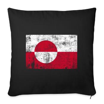 Groenland / Drapeau du Groenland Grunge Rétro Vintage - Housse de coussin décorative 45 x 45 cm - noir - Devant