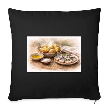 Jacket potatoes with herring Ukrainian - Sofa pillowcase 17,3'' x 17,3'' (45 x 45 cm) - black - Front