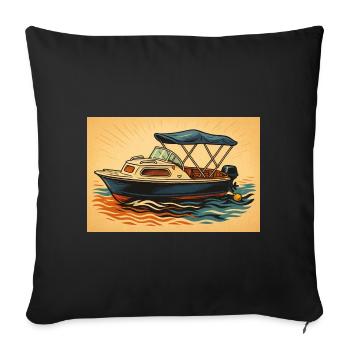 Motorboot Urlaubsfeeling - Sofakissenbezug 45 x 45 cm - Schwarz - Vorne