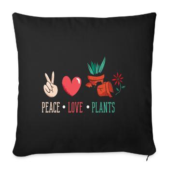 Amateur des plantes Paix Amour Plantes Fleurs succulentes - Housse de coussin décorative 45 x 45 cm - noir - Devant