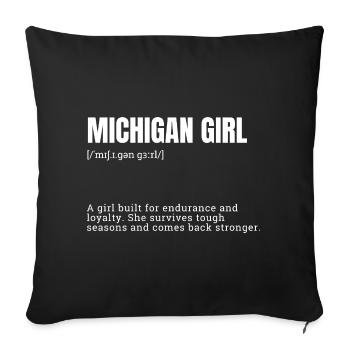 Déclaration d’endurance des filles du Michigan - Housse de coussin décorative 45 x 45 cm - noir - Devant