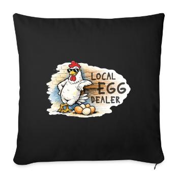 Coq espiègle – Motif drôle de ferme de poulets - Housse de coussin décorative 45 x 45 cm - noir - Devant