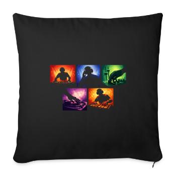 Sound Waves DJ Set Explosion de couleurs - Housse de coussin décorative 45 x 45 cm - noir - Devant