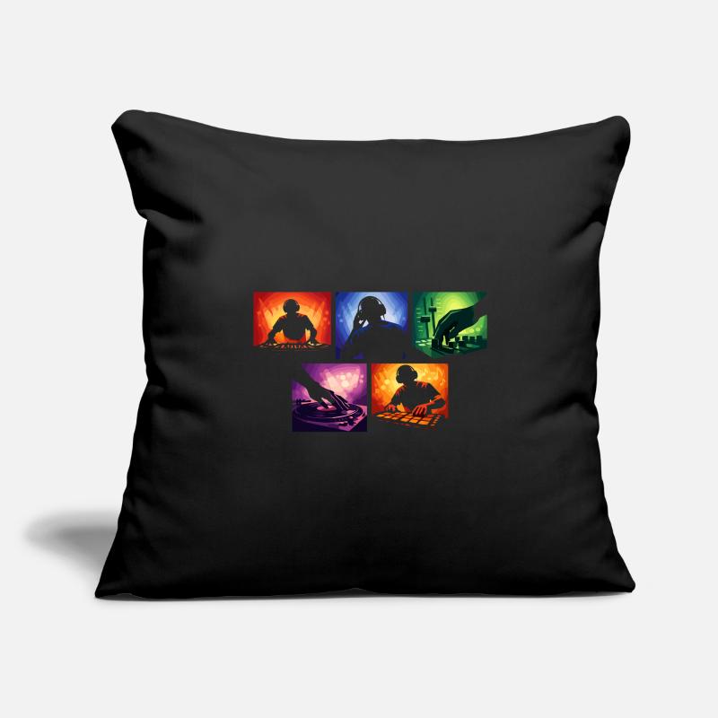 Sound Waves DJ Set Explosion de couleurs Housse de coussin décorative 45 x 45 cm