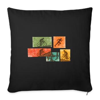 Cycling Mosaic: Bicycle Silhouettes - Sofa pillowcase 17,3'' x 17,3'' (45 x 45 cm) - black - Front