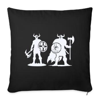 Wikinger-Duo: Schild & Beil im Schatten - Sofakissenbezug 45 x 45 cm - Schwarz - Vorne