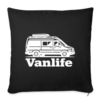 Vanlife Silhouette Minimalist Black Shirt - Sofakissenbezug 45 x 45 cm - Schwarz - Vorne