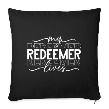 My Redeemer lives lettering - Sofa pillowcase 17,3'' x 17,3'' (45 x 45 cm) - black - Front