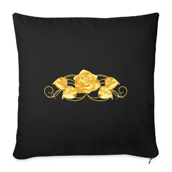NEW -- Life In Full Bloom – Golden Rose Elegance. - Sofa pillowcase 17,3'' x 17,3'' (45 x 45 cm) - black - Front