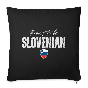 Fier Slovène, fabriqué en Slovénie - Housse de coussin décorative 45 x 45 cm - noir - Devant