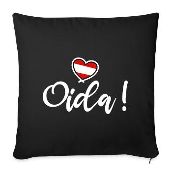 Oida! Österreich Herz I love Austria Dialekt Munda - Sofakissenbezug 45 x 45 cm - Schwarz - Vorne