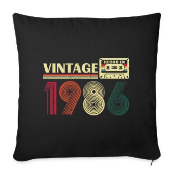 1986 Vintage Rétro Cadeau D'anniversaire - Housse de coussin décorative 45 x 45 cm - noir - Devant