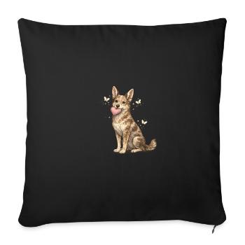 Friendly dog with butterfly shine - Sofa pillowcase 17,3'' x 17,3'' (45 x 45 cm) - black - Front