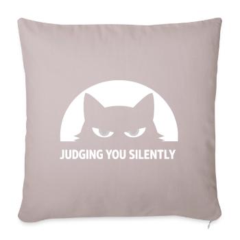 Funny Black Cat: I'm judging you in silence - Sofa pillowcase 17,3'' x 17,3'' (45 x 45 cm) - light taupe - Front