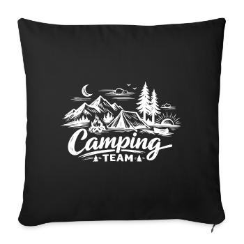 Tente d’équipe de camping - Housse de coussin décorative 45 x 45 cm - noir - Devant