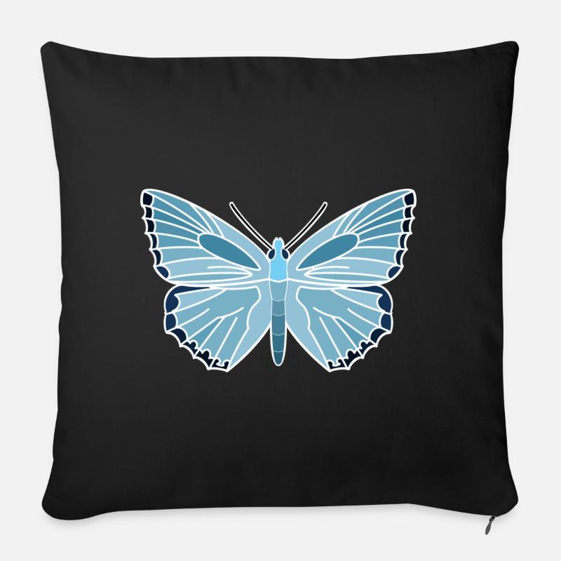 Silbergrüner Bläuling - Sofakissenbezug 45 x 45 cm - Schwarz