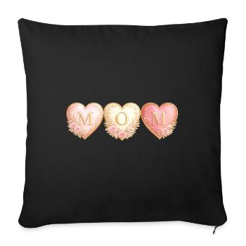 Trio MAMAN Cœurs d’Or, Esthétique Cœur Rose Or - Housse de coussin décorative 45 x 45 cm - noir - Devant