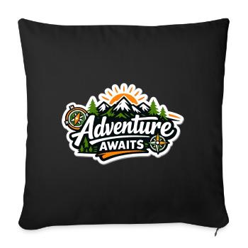 Adventure Awaits – Mountain Forest Compass - Sofa pillowcase 17,3'' x 17,3'' (45 x 45 cm) - black - Front