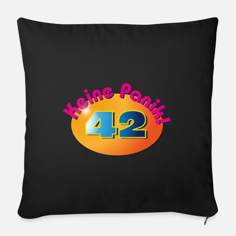 Ne paniquez pas ! 42 - Housse de coussin décorative 45 x 45 cm - noir