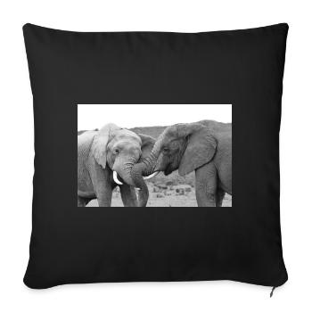 Schwarzweiß Elefantenfreundschaft - Sofakissenbezug 45 x 45 cm - Schwarz - Vorne