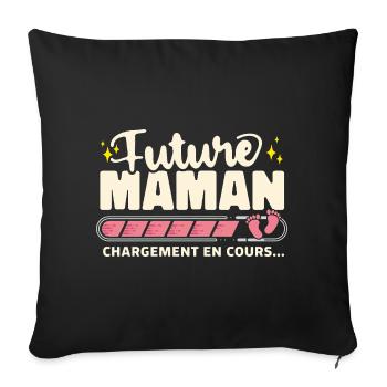 Future Maman Chargement En Cours Grossesse - Housse de coussin décorative 45 x 45 cm - noir - Devant