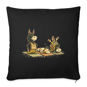 Yoga Crew Donkey Design Drôle - Housse de coussin décorative 45 x 45 cm - noir - Devant