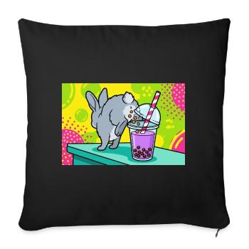 Bubble Tea Boba Drôle de Lapin mignon - Housse de coussin décorative 45 x 45 cm - noir - Devant