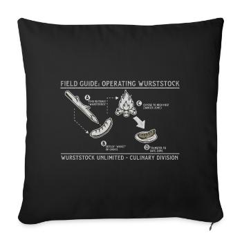 Guide de terrain du bâton de saucisse Art du grill - Housse de coussin décorative 45 x 45 cm - noir - Devant