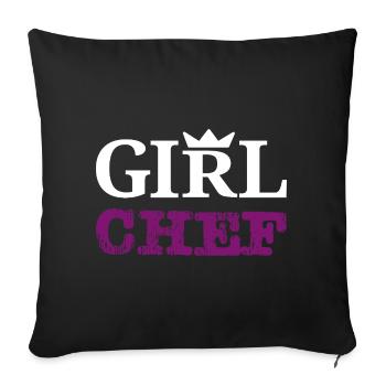 Girl Chef - Design statement & typographie - Housse de coussin décorative 45 x 45 cm - noir - Devant