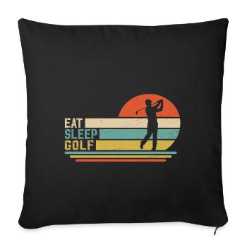 Essen Schlafen Golf spielen - Sofakissenbezug 45 x 45 cm - Schwarz - Vorne